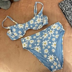 Blue Floral Two Piece Bikini